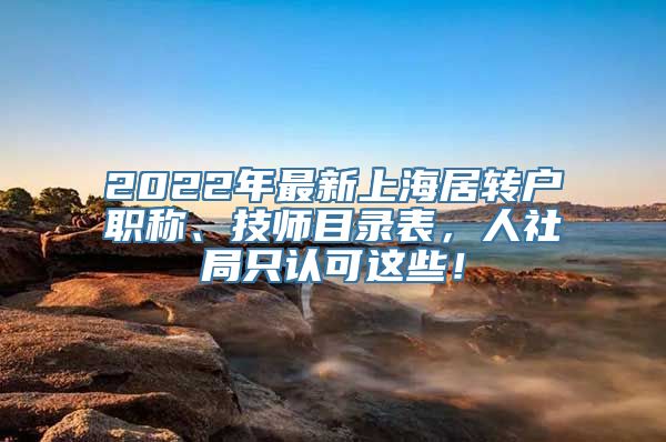 2022年最新上海居转户职称、技师目录表，人社局只认可这些！