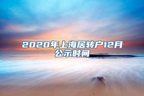 2020年上海居转户12月公示时间