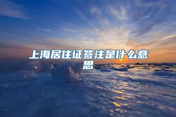 上海居住证签注是什么意思