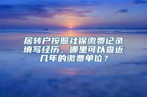 居转户按照社保缴费记录填写经历，哪里可以查近几年的缴费单位？