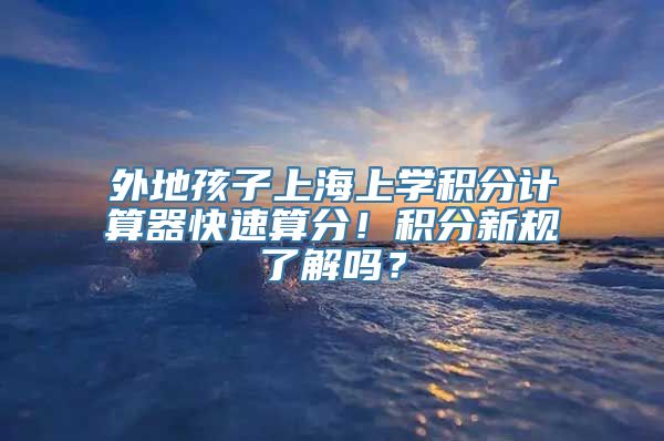 外地孩子上海上学积分计算器快速算分！积分新规了解吗？