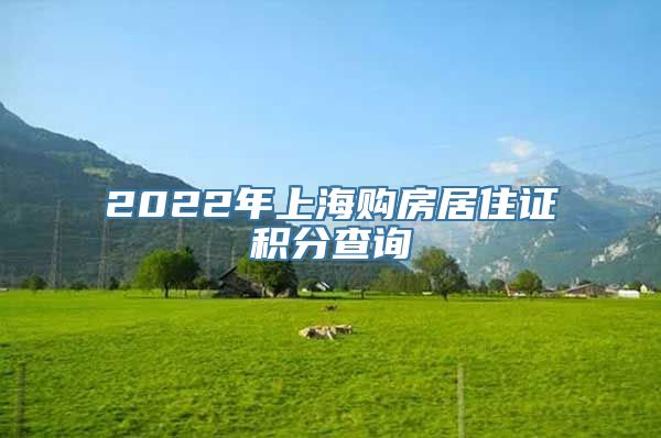 2022年上海购房居住证积分查询