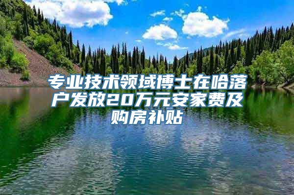 专业技术领域博士在哈落户发放20万元安家费及购房补贴