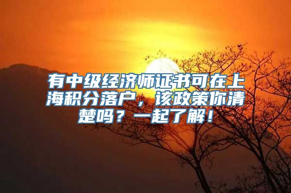 有中级经济师证书可在上海积分落户，该政策你清楚吗？一起了解！