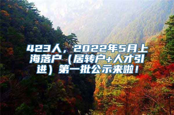 423人，2022年5月上海落户（居转户+人才引进）第一批公示来啦！