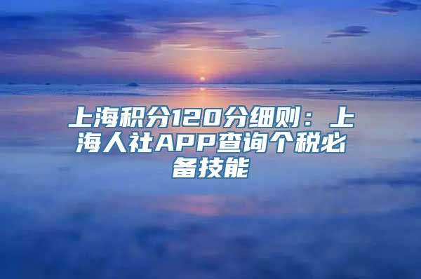 上海积分120分细则：上海人社APP查询个税必备技能