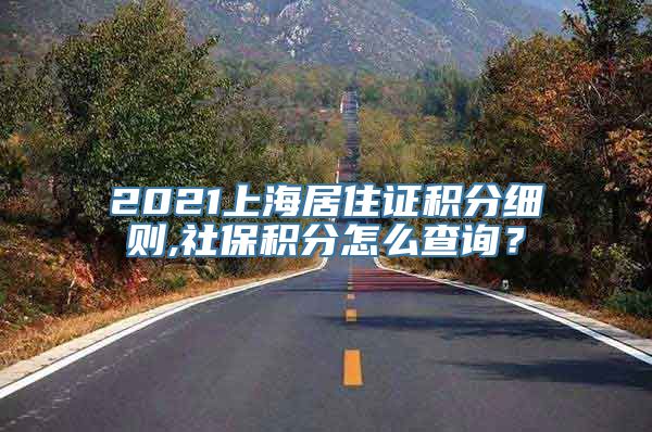 2021上海居住证积分细则,社保积分怎么查询？