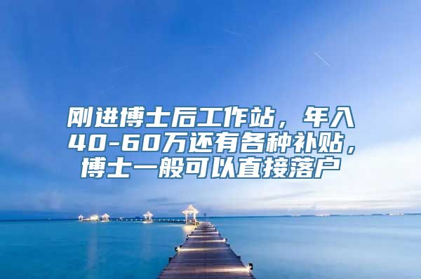 刚进博士后工作站，年入40-60万还有各种补贴，博士一般可以直接落户