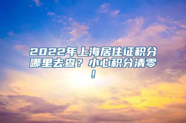 2022年上海居住证积分哪里去查？小心积分清零!