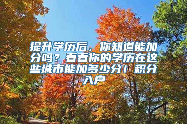 提升学历后，你知道能加分吗？看看你的学历在这些城市能加多少分！积分入户