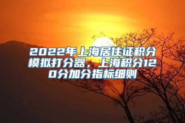 2022年上海居住证积分模拟打分器，上海积分120分加分指标细则