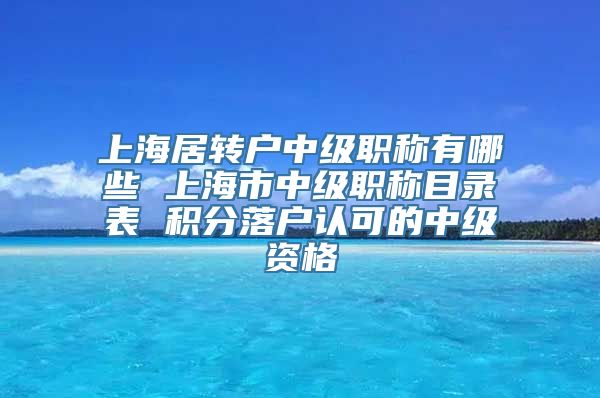 上海居转户中级职称有哪些 上海市中级职称目录表 积分落户认可的中级资格