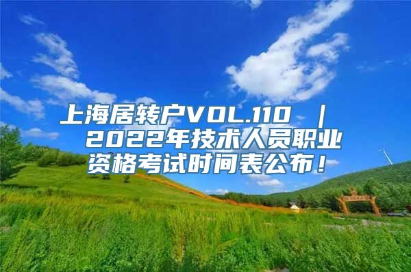 上海居转户VOL.110 ｜  2022年技术人员职业资格考试时间表公布！