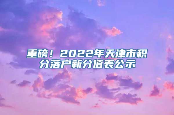 重磅！2022年天津市积分落户新分值表公示