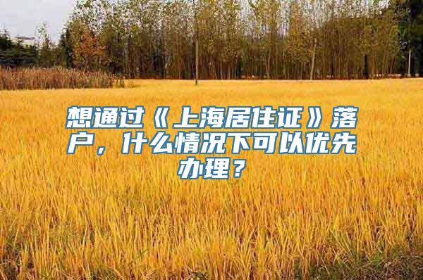 想通过《上海居住证》落户，什么情况下可以优先办理？