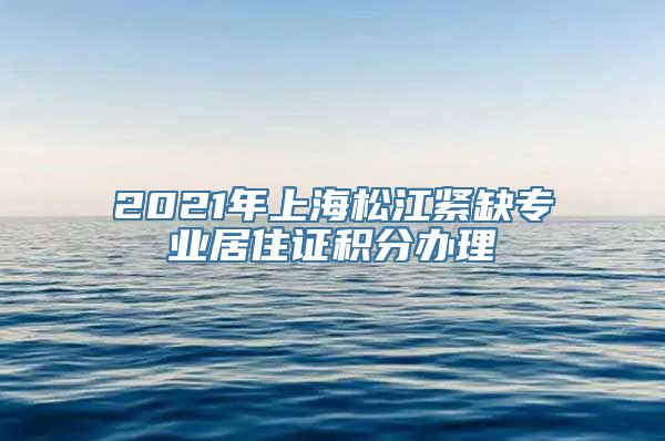 2021年上海松江紧缺专业居住证积分办理