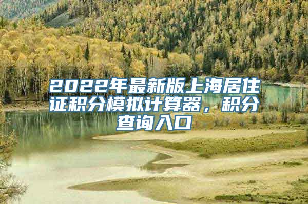 2022年最新版上海居住证积分模拟计算器，积分查询入口