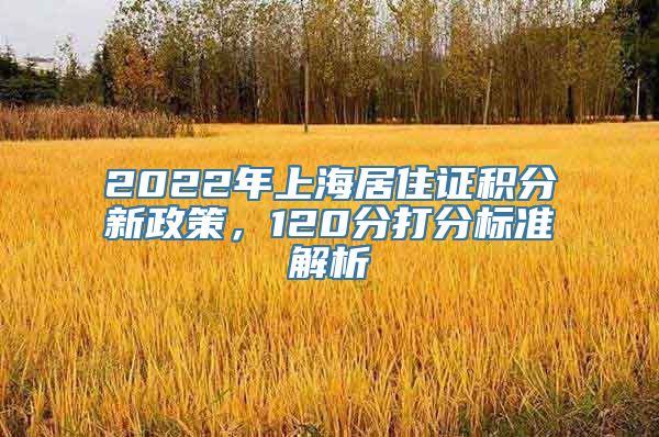 2022年上海居住证积分新政策，120分打分标准解析