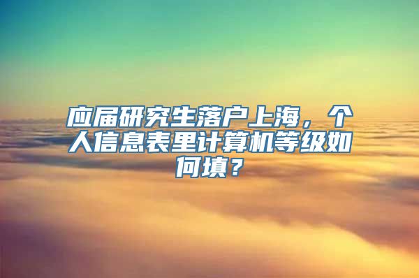 应届研究生落户上海，个人信息表里计算机等级如何填？