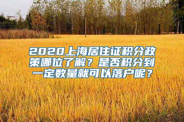 2020上海居住证积分政策哪位了解？是否积分到一定数量就可以落户呢？