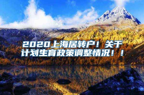 2020上海居转户！关于计划生育政策调整情况！！