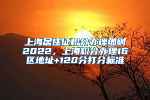 上海居住证积分办理细则2022，上海积分办理16区地址+120分打分标准