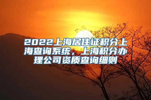 2022上海居住证积分上海查询系统，上海积分办理公司资质查询细则