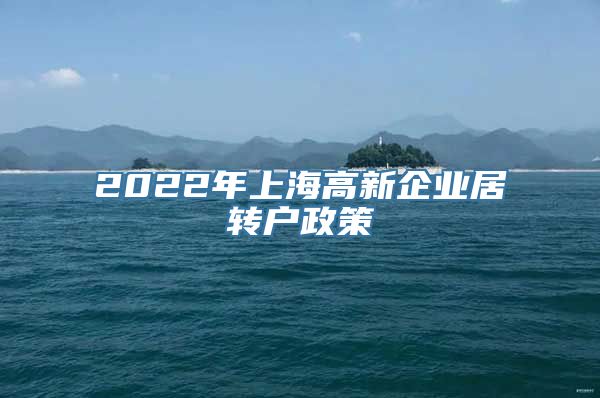 2022年上海高新企业居转户政策