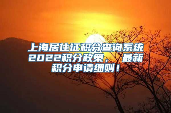 上海居住证积分查询系统2022积分政策， 最新积分申请细则！