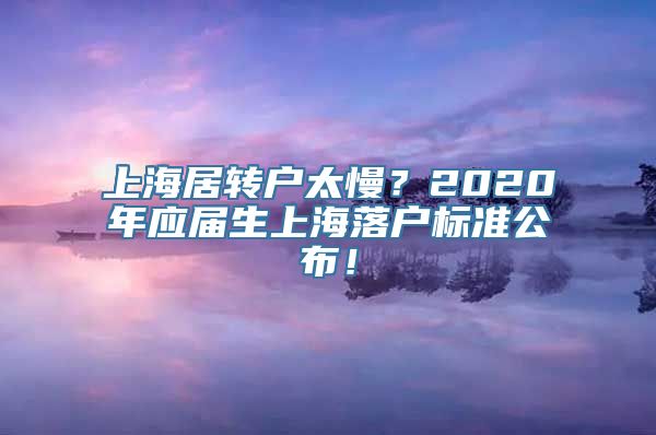 上海居转户太慢？2020年应届生上海落户标准公布！