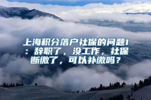 上海积分落户社保的问题1：辞职了，没工作，社保断缴了，可以补缴吗？