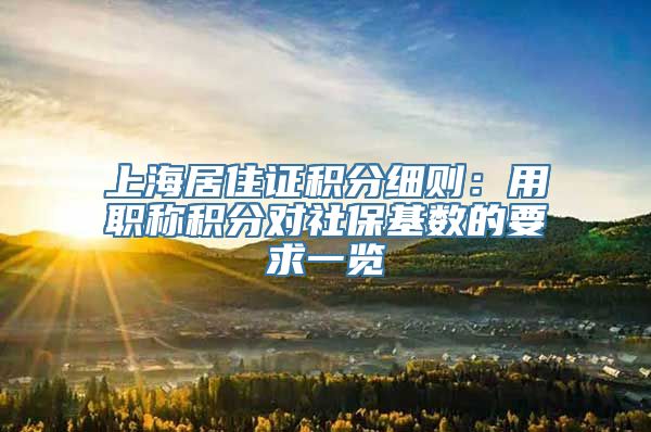 上海居住证积分细则：用职称积分对社保基数的要求一览