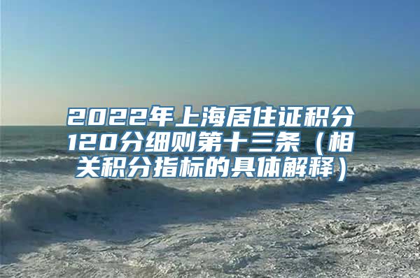 2022年上海居住证积分120分细则第十三条（相关积分指标的具体解释）