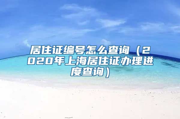 居住证编号怎么查询（2020年上海居住证办理进度查询）