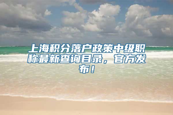 上海积分落户政策中级职称最新查询目录，官方发布！