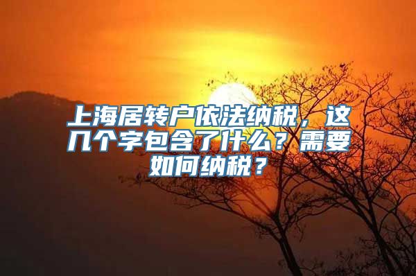 上海居转户依法纳税，这几个字包含了什么？需要如何纳税？