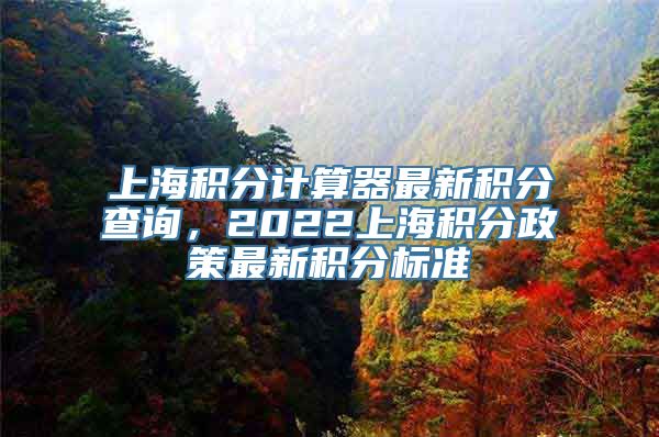 上海积分计算器最新积分查询，2022上海积分政策最新积分标准