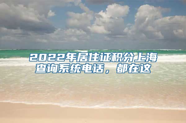 2022年居住证积分上海查询系统电话，都在这