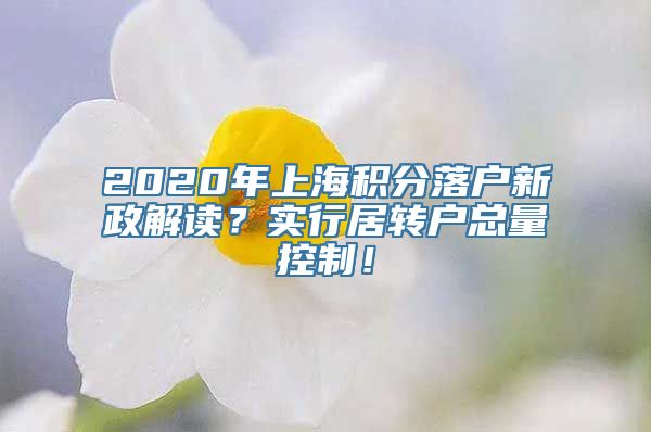 2020年上海积分落户新政解读？实行居转户总量控制！