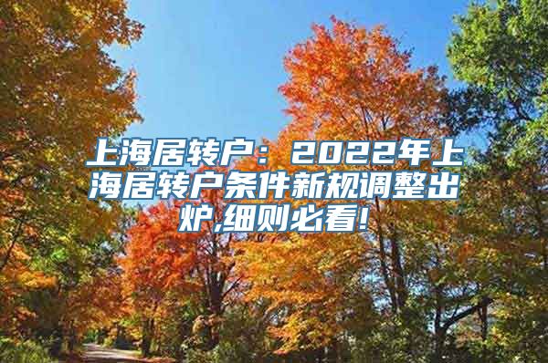 上海居转户：2022年上海居转户条件新规调整出炉,细则必看!