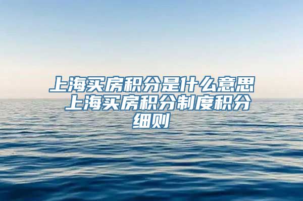 上海买房积分是什么意思 上海买房积分制度积分细则