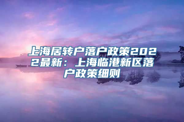 上海居转户落户政策2022最新：上海临港新区落户政策细则