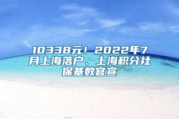 10338元！2022年7月上海落户、上海积分社保基数官宣