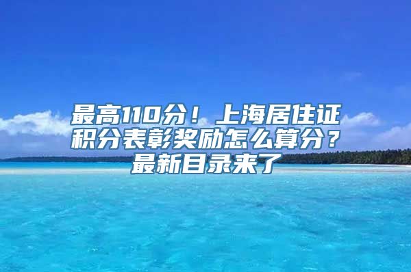 最高110分！上海居住证积分表彰奖励怎么算分？最新目录来了