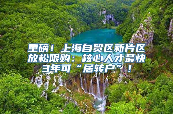 重磅！上海自贸区新片区放松限购：核心人才最快3年可“居转户”！