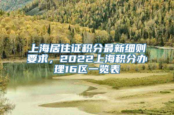 上海居住证积分最新细则要求，2022上海积分办理16区一览表