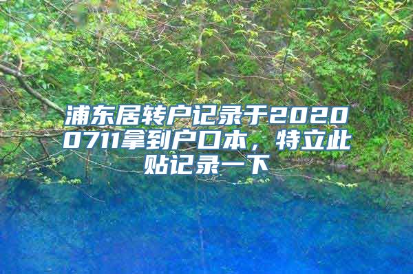 浦东居转户记录于20200711拿到户口本，特立此贴记录一下