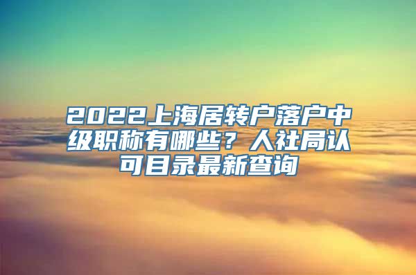 2022上海居转户落户中级职称有哪些？人社局认可目录最新查询