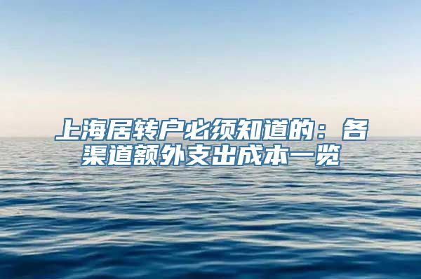 上海居转户必须知道的：各渠道额外支出成本一览