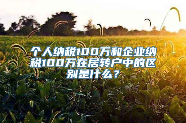 个人纳税100万和企业纳税100万在居转户中的区别是什么？